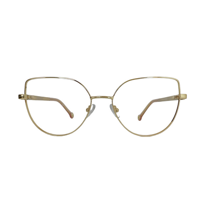 Óculos Feminino Metal Dourado Com Haste Revestida em Acetato Dourado SU59319 C2 53