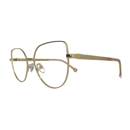 Óculos Feminino Metal Dourado Com Haste Revestida em Acetato Dourado SU59319 C2 53