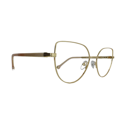 Óculos Feminino Metal Dourado Com Haste Revestida em Acetato Dourado SU59319 C2 53