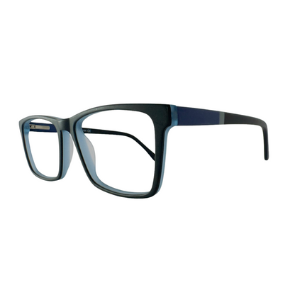 Óculos Masculino Acetato Preto Fosco com Interior Azul e Haste Preta e Azul SUBR6642 C4 55