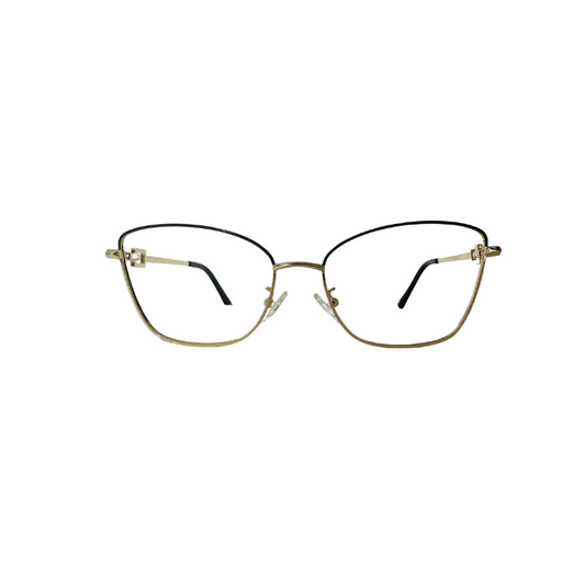 FEMALE PRESCRIPTION GLASSES - GOLD AND BLACK METAL SUBS8256 C1 53