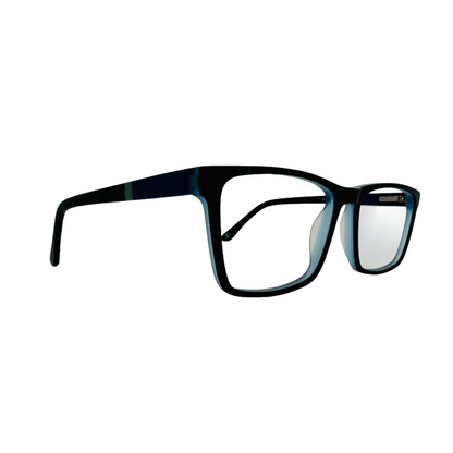 Óculos Masculino Acetato Preto Fosco com Interior Azul e Haste Preta e Azul SUBR6642 C4 55