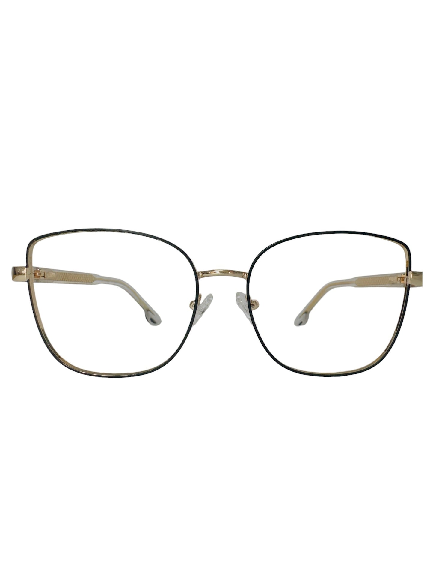 Óculos Feminino Metal Preto e Dourado com Haste Revestida em Acetato Dourado SUM8806 C2 54